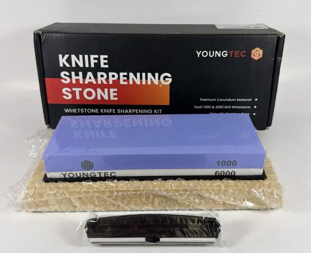 YoungTec Whetstone Knife Sharpening Kit - Dual Grit 1000 / 6000 - Open Box